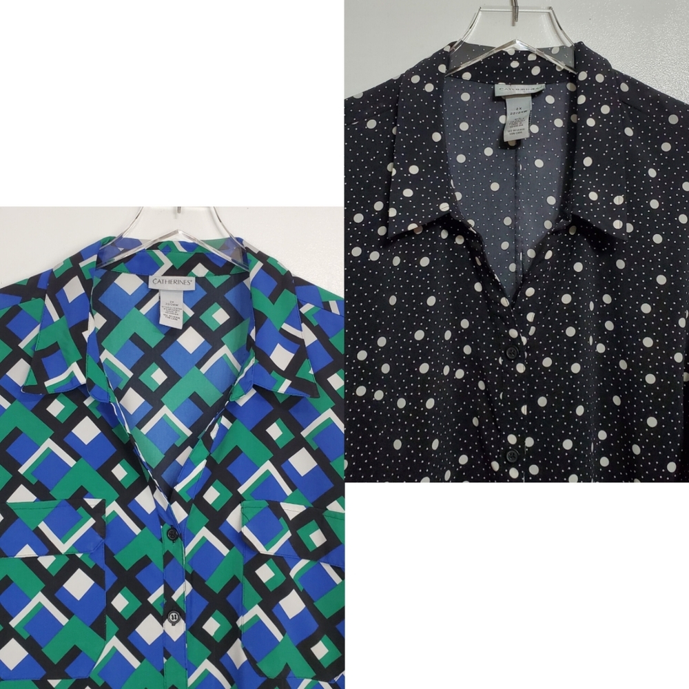 Catherines 2x 22/24w Bundle 2 Button Front Blouse… - image 4